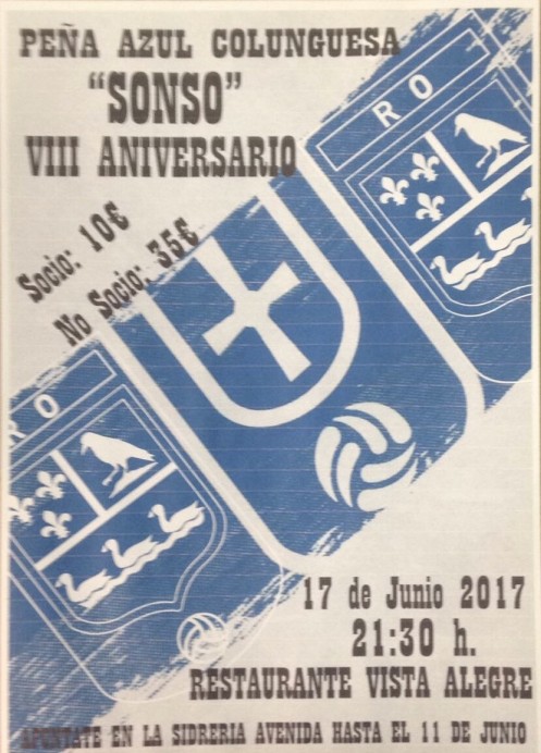 VIII ANIVERSARIO Peña Azul Colunguesa"SONSO" - Concejo de Colunga