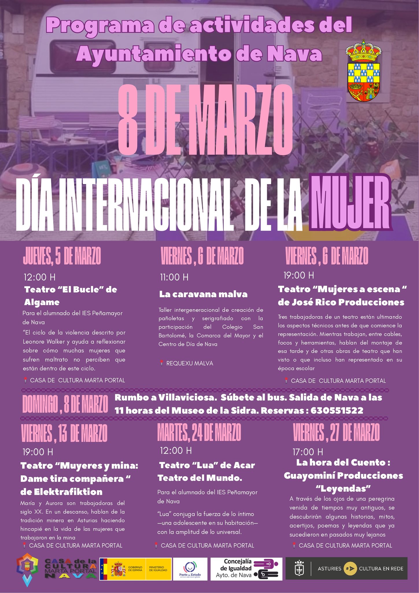 Nava conmemora el 8M con un mes de teatro, cultura y actividades por la igualdad - Concejo de Nava