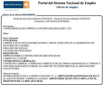 Oferta de Empleo para trabajar en Residencia de Ancianos de Lastres - Concejo de Colunga