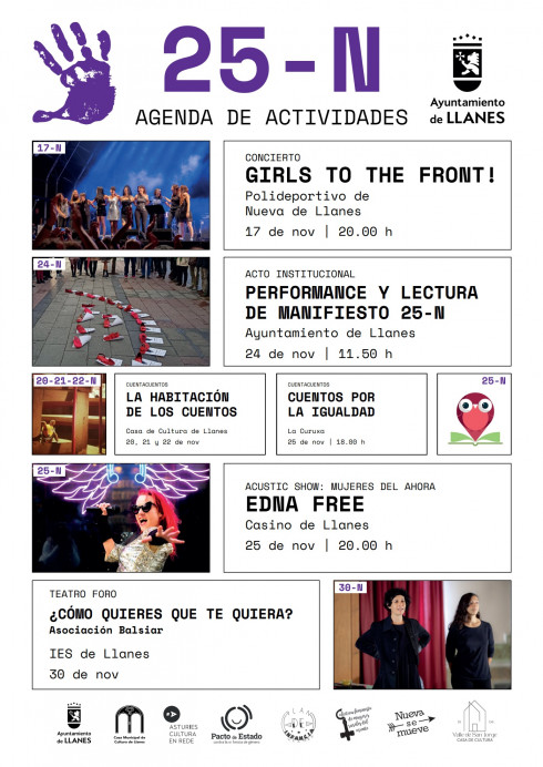 Agenda de actos en Llanes por el 25-N, Día Internacional de la Eliminación de la Violencia contra la Mujer - Concejo de Llanes