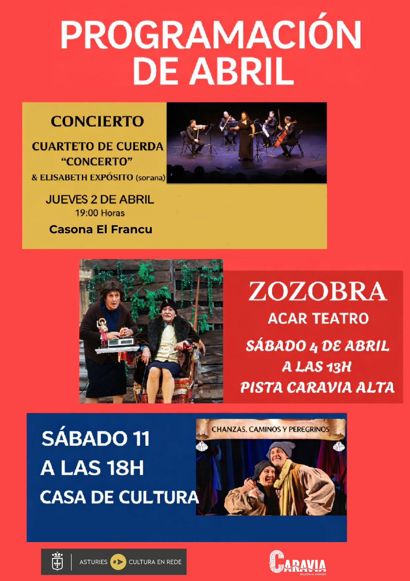 Caravia presenta su programación cultural de abril con conciertos y teatro - Concejo de Caravia