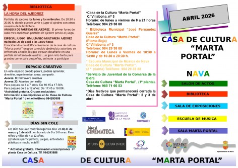 Creatividad, ajedrez y cultura protagonizan la agenda de abril en la Casa de Cultura de Nava - Concejo de Nava