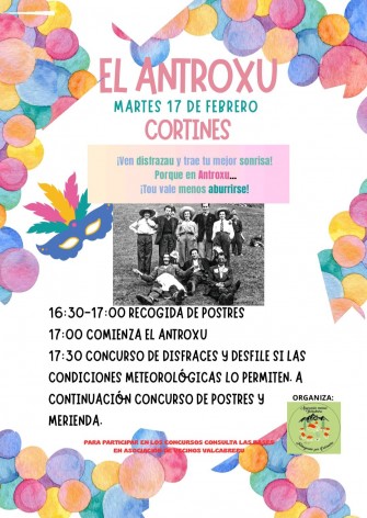 Cortines (Caldueñu, Llanes) celebra el Antroxu 2026 con concurso tradicional y comida típica