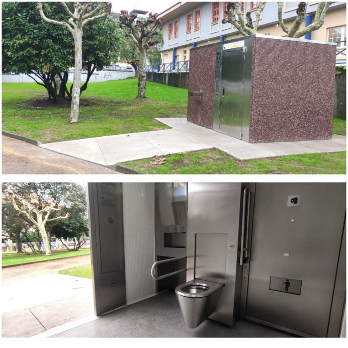 Villaviciosa estrena su primer aseo público autolimpiable y accesible en el Parque Ballina - Concejo de Villaviciosa