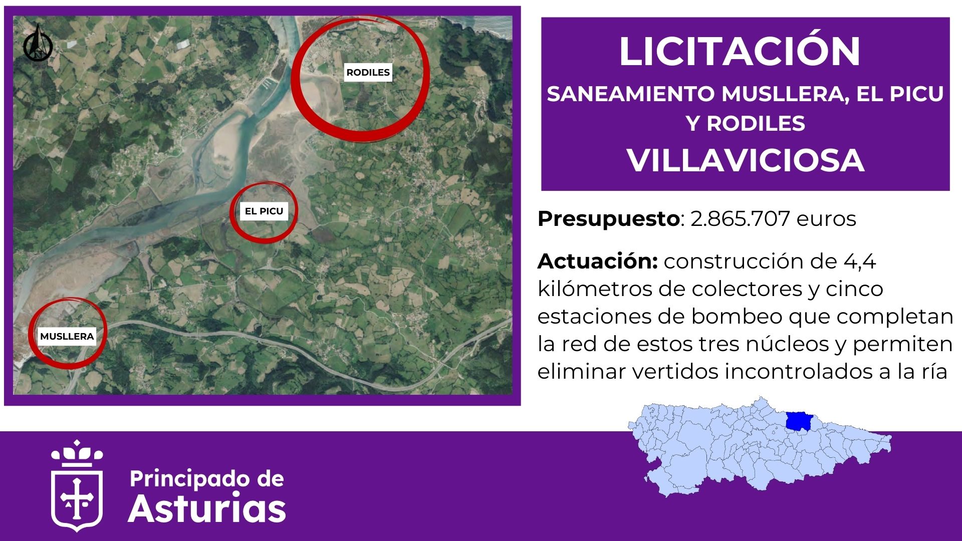 Asturias invierte 2,86 millones en mejorar el saneamiento de Musllera, El Picu y Rodiles - Concejo de Villaviciosa