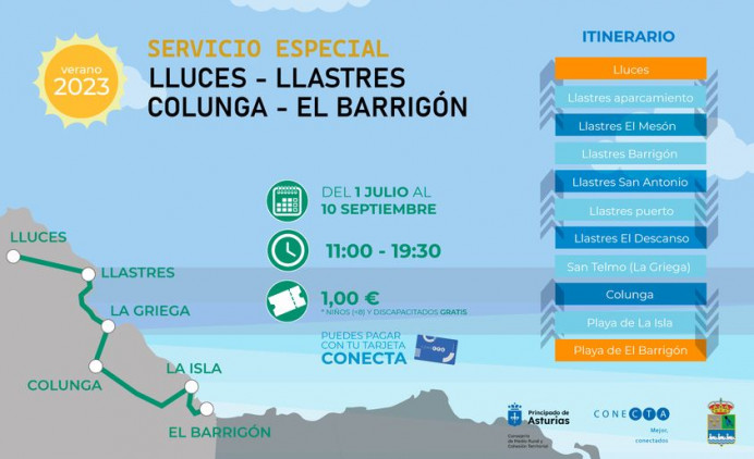 Servicio especial de autobús durante el verano colungués - Concejo de Colunga