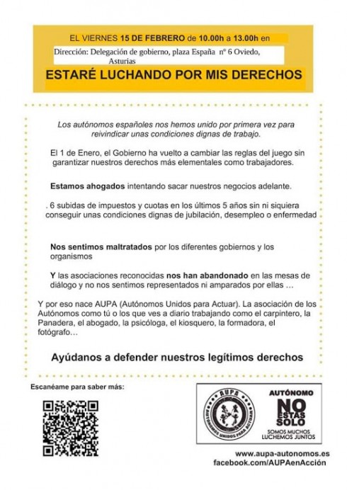 Viernes 15 de febrero. Los autónomos llamados a una gran concentración reivindicativa - Economía y Empleo
