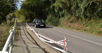 Obras de reparación de hundimiento en la carretera AS-257, Colunga-Venta del Pobre de Lastres - Concejo de Colunga