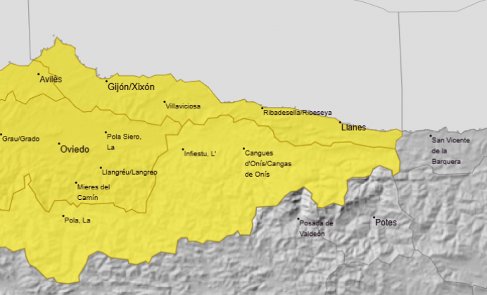 Aviso amarillo por lluvias en el litoral oriental asturiano, la Cordillera y los Picos de Europa - Picos de Europa