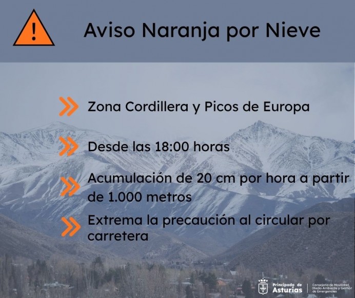 Aemet activa aviso naranja por nevadas en la Cordillera y Picos de Europa - Picos de Europa