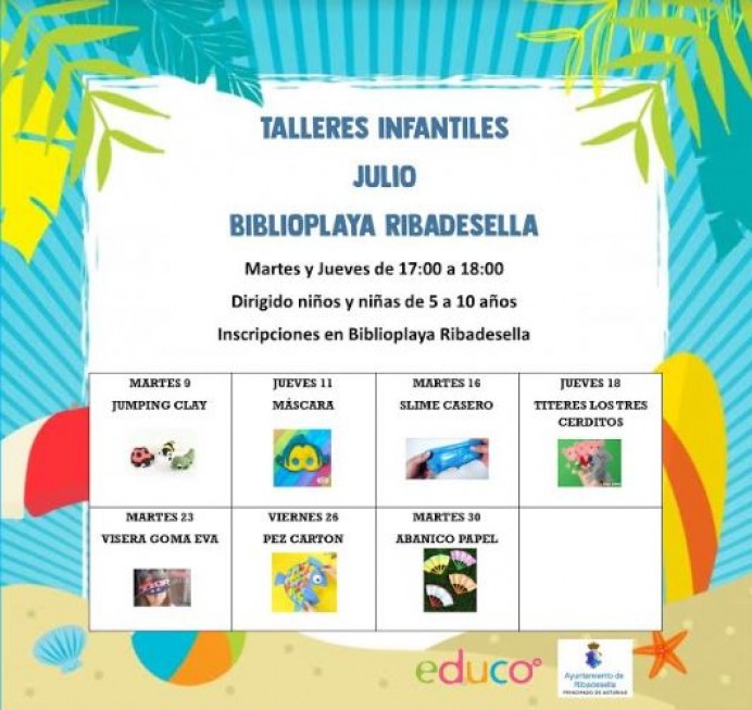 Talleres Infantiles en Biblioplaya de Ribadesella - Concejo de Colunga