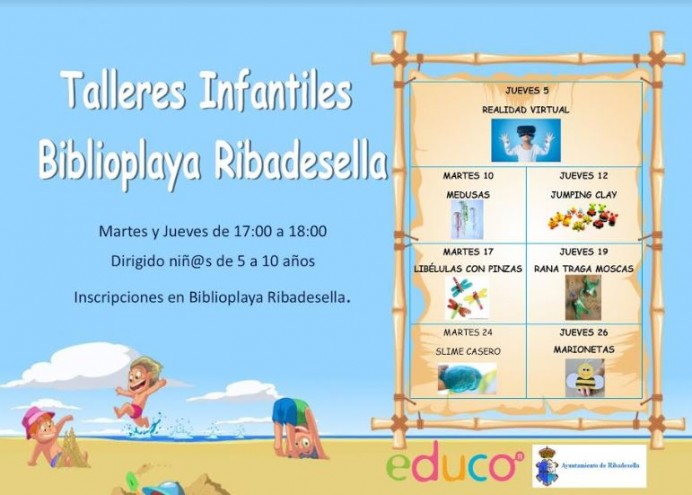 Talleres Infantiles en Biblioplaya de Ribadesella - Concejo de Ribadesella