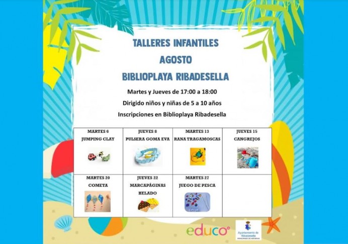 Talleres Infantiles en Biblioplaya de Ribadesella - Concejo de Ribadesella