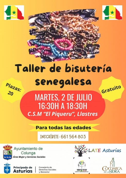 Participa en el Taller Gratuito de Bisutería Senegalesa - Concejo de Colunga