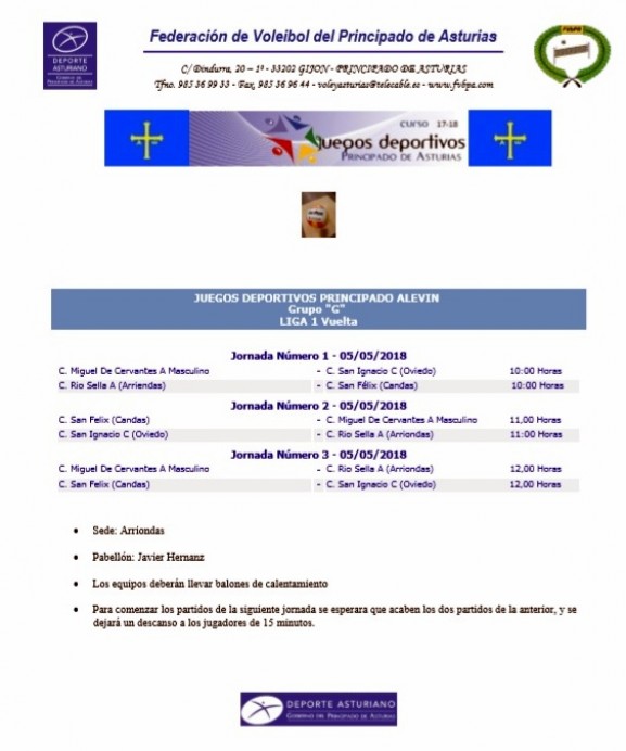 FASE INTERZONAL FASE GRUPO G ALEVIN DE VOLEIBOL - Concejo de Parres