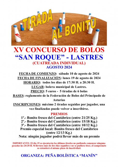 XV Concurso de Bolos ‘San Roque’ - Lastres - Concejo de Colunga