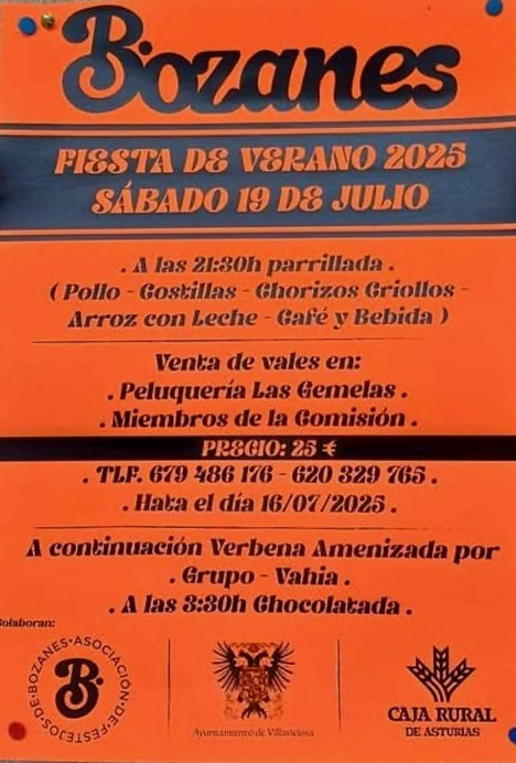 Bozanes celebra su Fiesta de Verano 2025 con parrillada, verbena y chocolatada - Concejo de Villaviciosa
