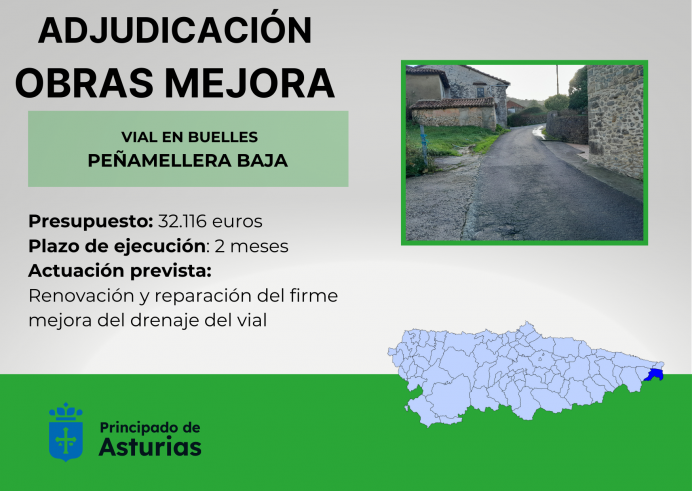 Fomento adjudica en 30.000 euros la mejora de un vial en Buelles, en Peñamellera Baja - Concejos Peñamellera Alta y Baja