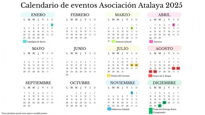 La Asociación Atalaya (Llastres) presenta su calendario festivo para 2025 - Concejo de Colunga