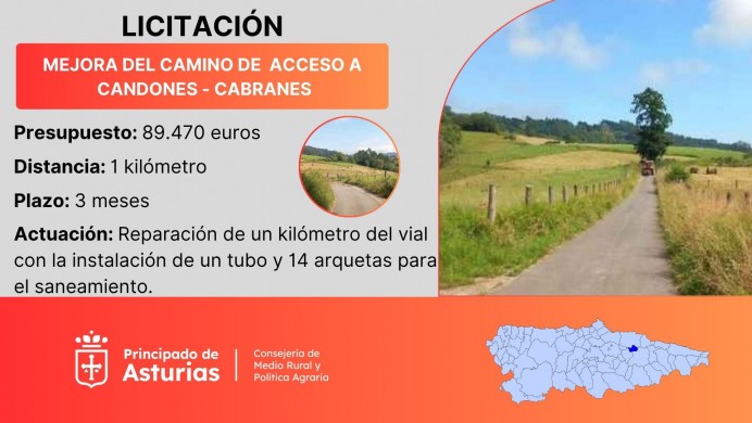 Medio Rural invertirá cerca de 90.000 euros en mejorar el acceso a Candones, en Cabranes - Concejo de Cabranes