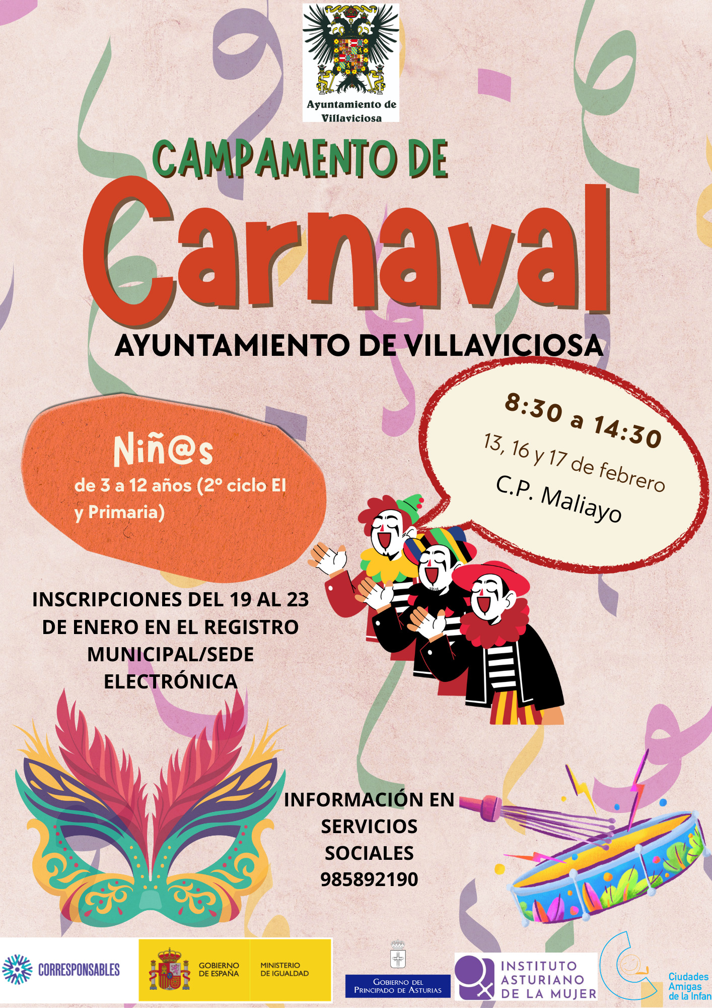Villaviciosa pone en marcha un campamento gratuito de Carnaval para facilitar la conciliación familiar - Concejo de Villaviciosa