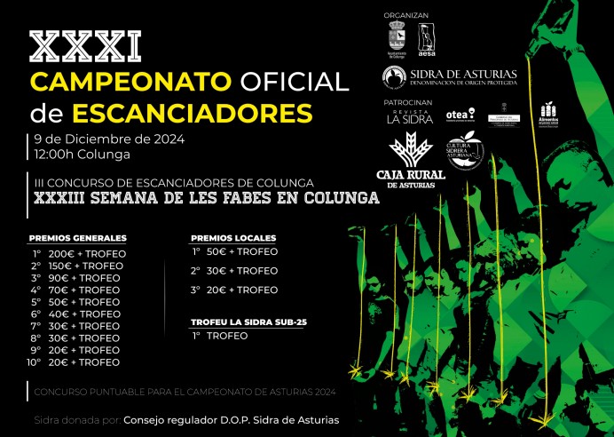 XXXI Campeonato oficial de escanciadores de sidra en Colunga: un evento imperdible de la cultura asturiana - Concejo de Colunga