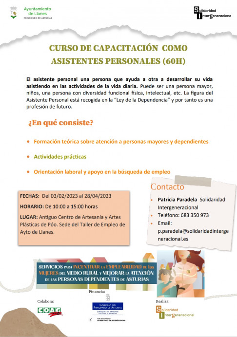 Curso de capacitación como asistentes personales - Concejo de Llanes