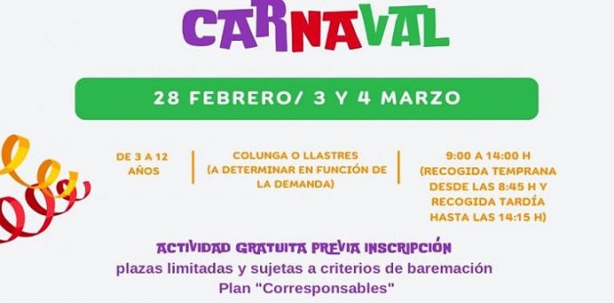 Colunga ofrece actividades gratuitas para niños en Carnaval con el Plan Corresponsables - Concejo de Colunga