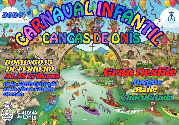 Desfile, juegos y chocolatada en el Carnaval Infantil de Cangas de Onís 2026 - Concejo de Cangas de Onís