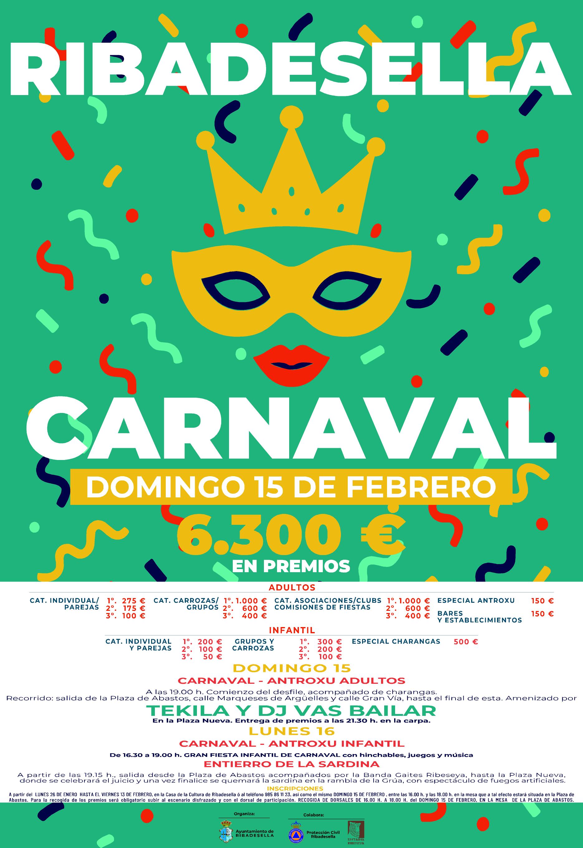 Cuenta atrás para el Carnaval de Ribadesella 2026: inscripciones desde el 26 de enero y 6.300 euros en premios - Concejo de Ribadesella