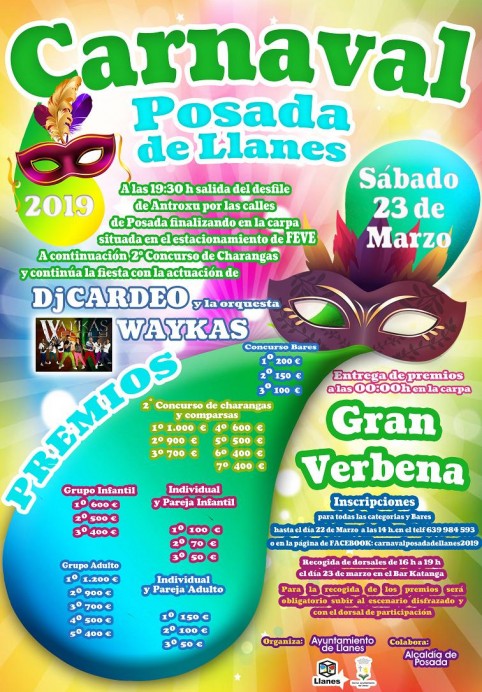Carnaval Posada: programación y premios concurso de disfraces - Concejo de Llanes