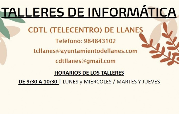 Telecentro: inscripciones 7 cursos gratuitos informática - Concejo de Llanes