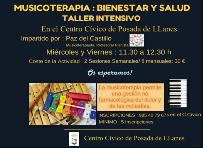 El Centro Cívico de Posada abre la inscripción para talleres de musicoterapia. - Concejo de Llanes