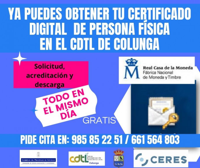 El CDTL de Colunga ya puede gestionar certificados digitales - Concejo de Colunga