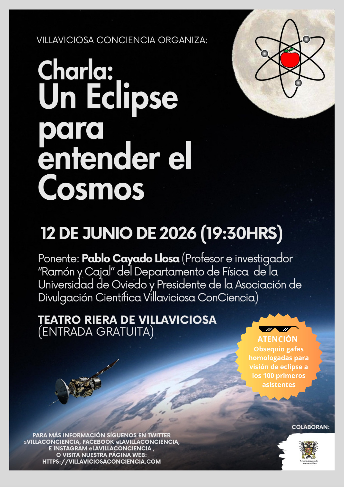 Villaviciosa mira al eclipse de agosto con una charla divulgativa en el Teatro Riera - Concejo de Villaviciosa