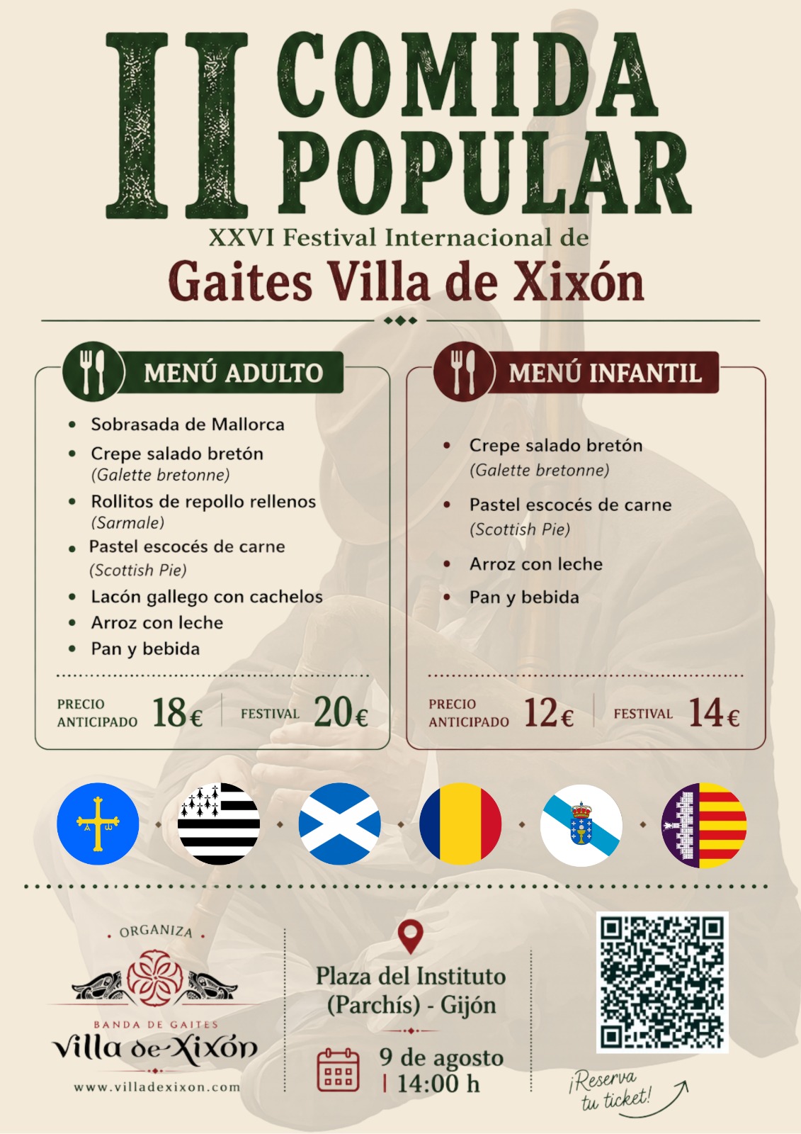 La Comida Popular del Festival Internacional de Gaites Villa de Xixón reunirá sabores celtas y tradición el 9 de agosto - Sociedad y Cultura