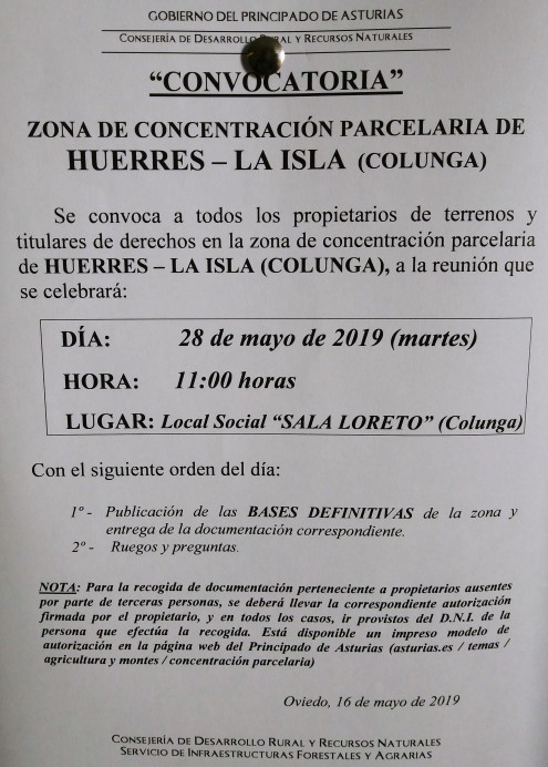 Concentración parcelaria Huerres-La Isla - Concejo de Colunga