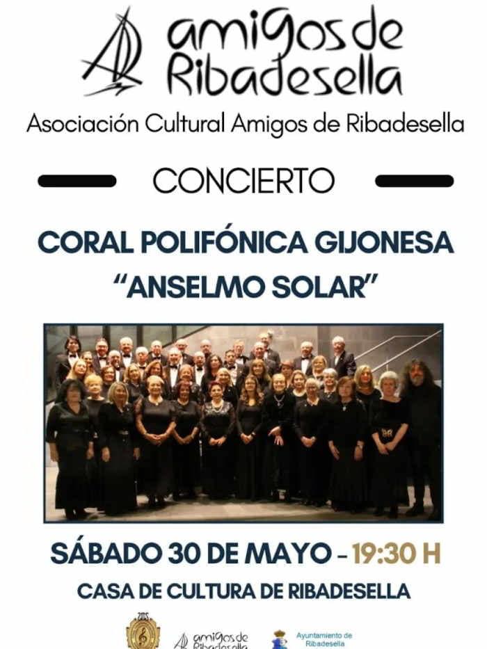 Concierto de la Coral Polifónica Gijonesa Anselmo Solar en Ribadesella el 30 de mayo - Concejo de Ribadesella