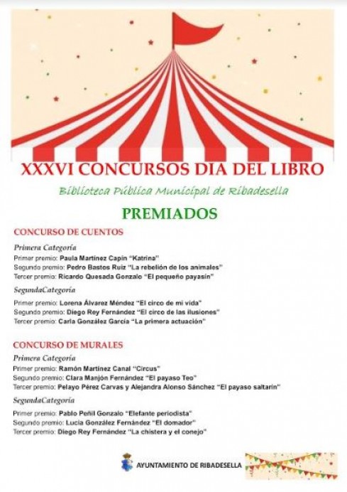 Premiados concurso del día del libro en Ribadesella - Concejo de Ribadesella