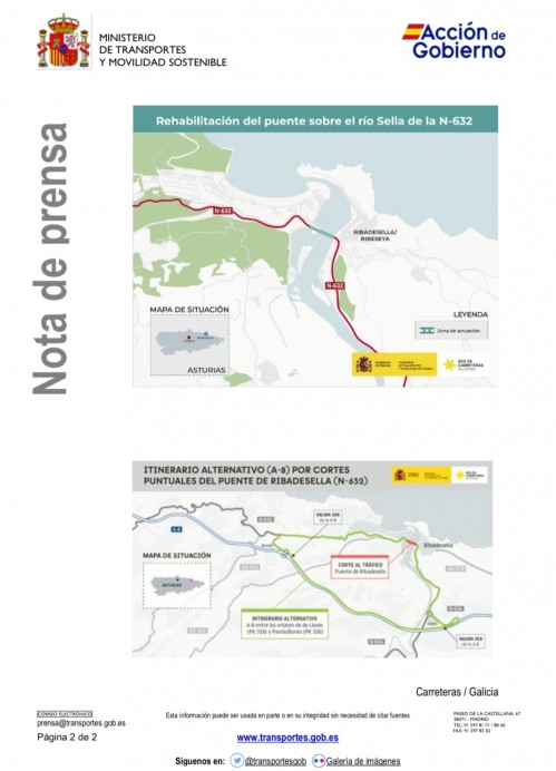 Corte total de tráfico en el puente de Ribadesella por las obras de la N-632 - Concejo de Ribadesella