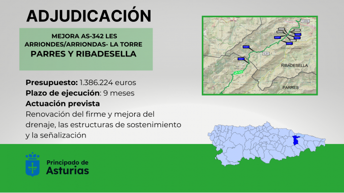 Fomento adjudica la obra de mejora de la AS342 Arriondas La Torre por 1,3 millones - Concejo de Parres