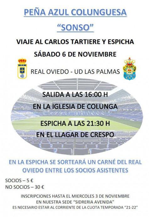 Peña Azul Colunguesa Sonso: Viaje al Carlos Tartiere y espicha - Concejo de Colunga