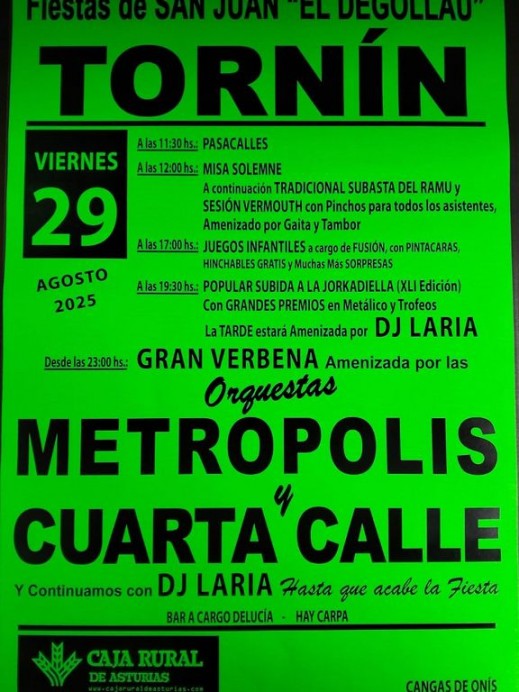 Tornín vibra con las Fiestas de San Juan ‘El Degollau’ 2025 - Concejo de Cangas de Onís