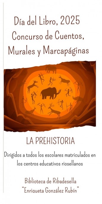 Concursos del Día del Libro 2025 en Ribadesella: Cuentos, Murales y Marcapáginas sobre La Prehistoria - Concejo de Ribadesella