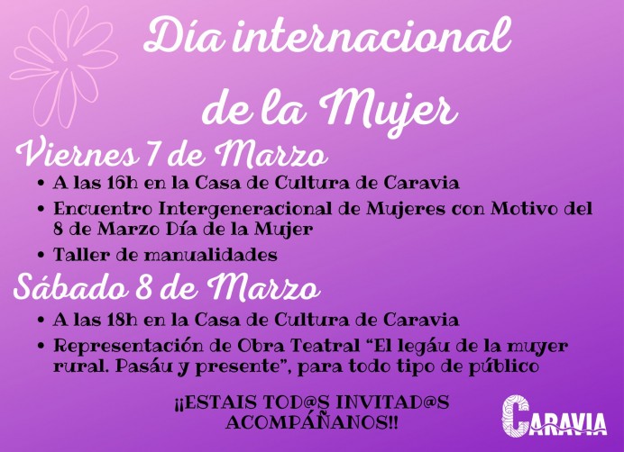 Caravia celebrará el Día Internacional de la Mujer con actividades culturales y de convivencia - Concejo de Caravia