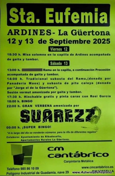 Ardines (Ribadesella) celebra las fiestas de Santa Eufemia 2025 - Concejo de Ribadesella