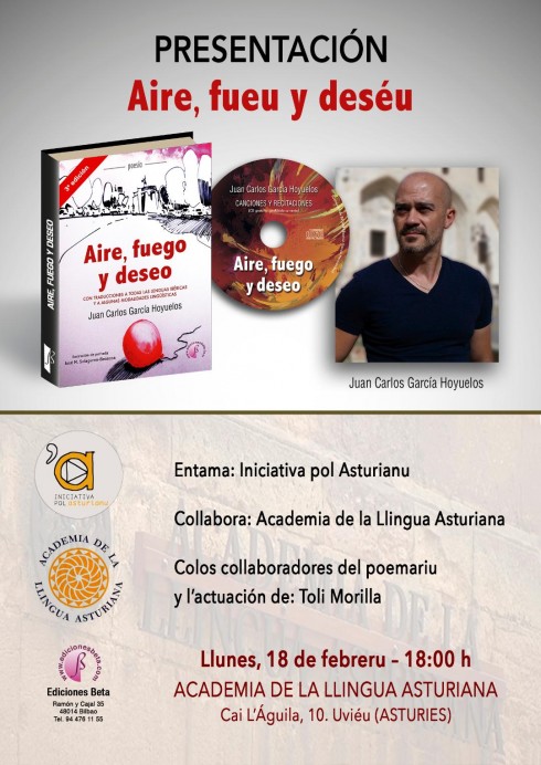 Presentación del poemariu Aire, fuego y deseo deJuan Carlos Hoyuelos - Noticies N´Asturianu