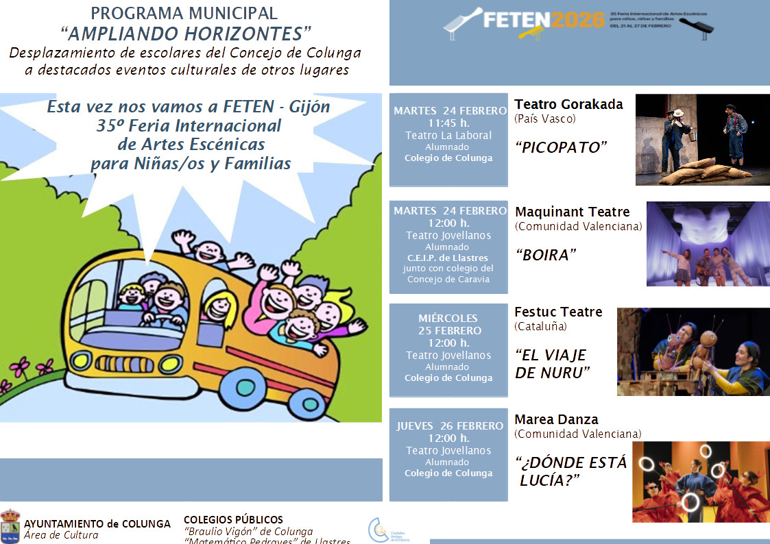 Colunga llevará a un centenar de escolares a diversas funciones de FETEN en Gijón - Concejo de Colunga