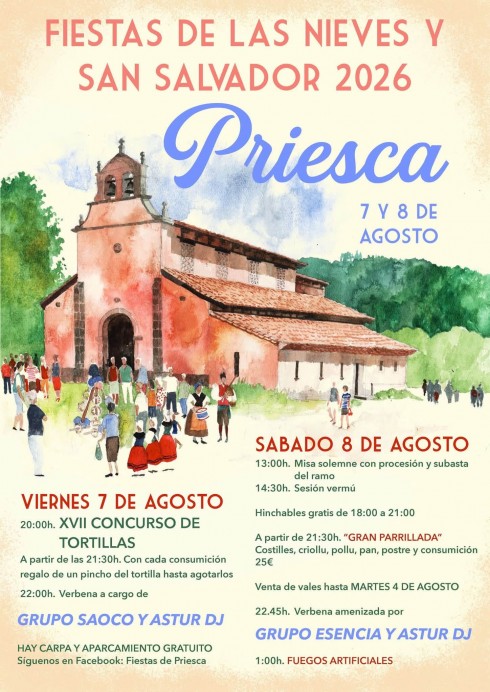Fiesta de Priesca en Villaviciosa: Celebración los días 7 y 8 de agosto - Concejo de Villaviciosa