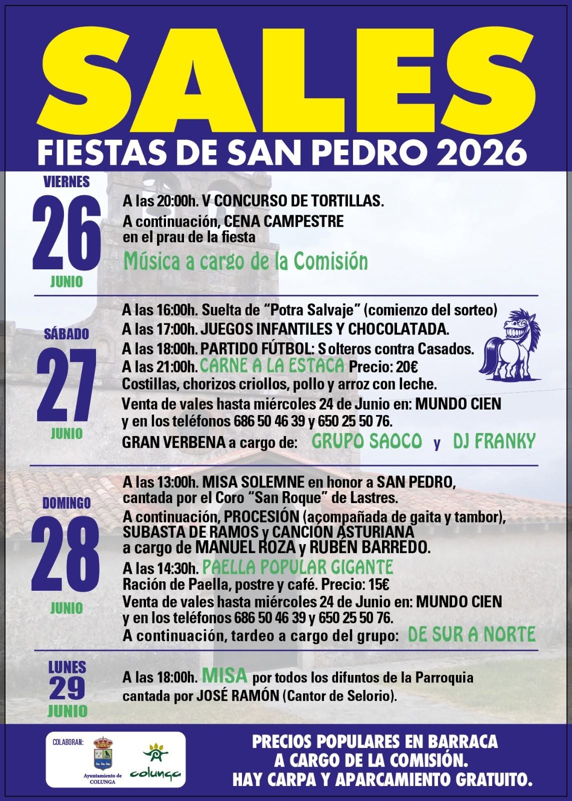 Fiestas de San Pedro 2026 en Sales - Concejo de Colunga